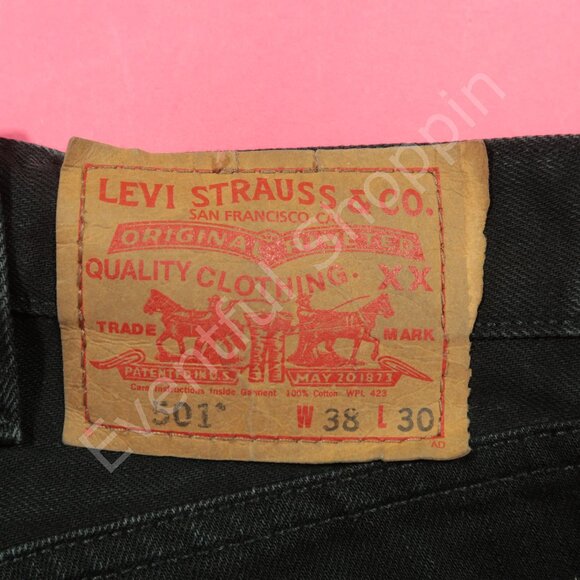 Vintage Levis 501 Jeans Mens 38 Black Original Fit Straight Denim Y2K - Picture 4 of 8